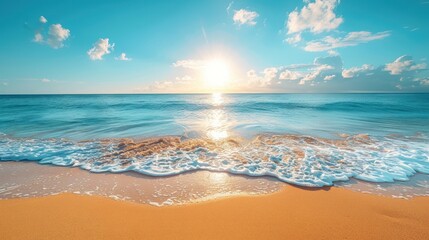 Canvas Print - Sun-Kissed Serenity: Idyllic Sand Beach with Ocean View