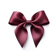 © DudeDesignStudio - A close-up of a maroon satin bow isolated on a white background.
