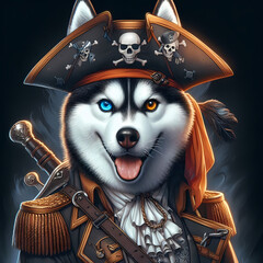 Wall Mural - the pirate king husky