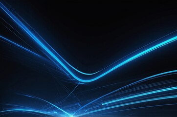 Wall Mural - abstract image with glowing blue lines on dark background concept futuristic technology