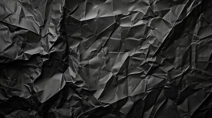 Wall Mural - Texture of wrinkled black paper for design background