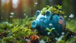 © ShinneProject - Blue piggy bank emphasizing planet conservation and the renewable green economy
