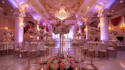 Wall Mural - A wedding venue sets the stage for the entire celebration, from grand ballrooms to intimate garden settings, each space bringing the couple's vision to life.