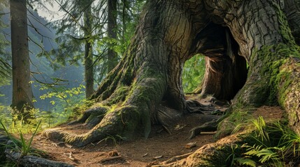 Sticker - Ancient forests, with their massive, centuries-old trees, tell stories of the earth's history and our place within its vast timeline.