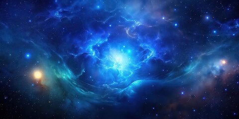 High-resolution image of a blue nebula in outer space with twinkling stars and cosmic dust , Nebula, Blue, Outer space, Stars, Cosmic dust, Astronomy, Galaxy, Majestic, Beauty, Mystery