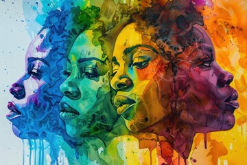 Wall Mural - vibrant watercolor splash african american history celebration