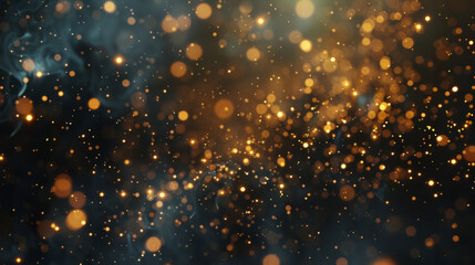 Wall Mural - Abstract gold metallic particles bokeh background elegant noir droplets sparkle and shine on dark background beautiful copy space cosmos negative space