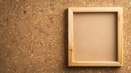 Sticker - Empty wooden frame on cork board for display with space for text