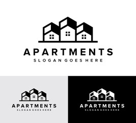 Wall Mural - house building apartment vector logo