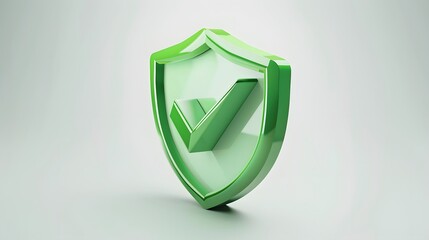 cartoon 3d Icon safety shield check mark perspective . Green symbol security safety icon. Checkmark in minimalistic style. 3d vector illustration. white background