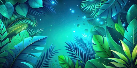 Tropical abstract blue leaves texture with green leaves on turquoise background, perfect for summer designs, tropical, abstract, leaves, texture, nature, background, green, turquoise, summer