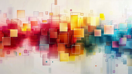 Colorful transparent squares are overlapping and creating a modern abstract background