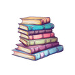 © Samon - A stack of books, reading element, colorful, isolated on white background