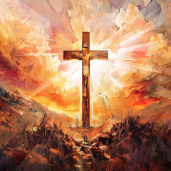 Cross of Jesus with Dreamscape Background