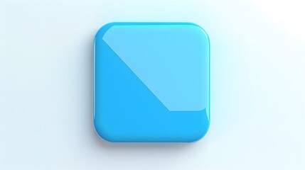 Wall Mural - Blank Mobile application icon, button - Blue square with round corners. 3d rendering, white background