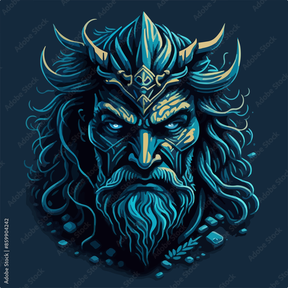 A dynamic Poseidon logo, depicting the Greek god wielding a trident ...