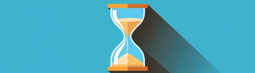 An illustration of a sand hourglass on a blue background, symbolizing the passing of time and deadlines.