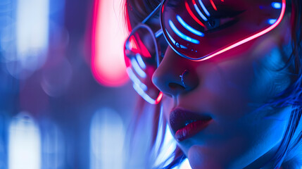 Aufkleber - Futuristic style Cyberpunk woman High quality photo : Generative AI
