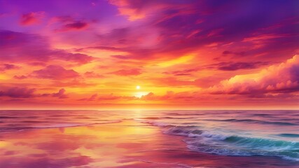sunset over the ocean,sunset background,Purple, orange and yellow sky over the sea - Fantasy vibrant panoramic sunset sky - Gradient rich colors - ethereal dreamy summer sunset or sunrise sky. Uplifti