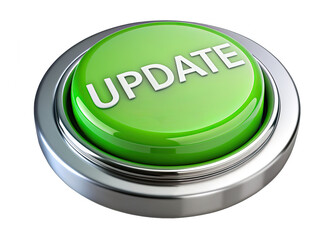 Wall Mural - a green button with the word update in white text, isolated on a white background. the button has a 