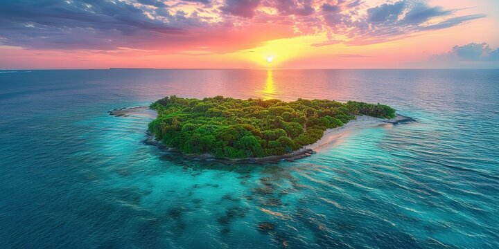 Tropical Island at Sunset