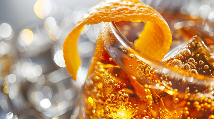 Poster - old fashioned cocktail garnished with orange twist isolated : Generative AI