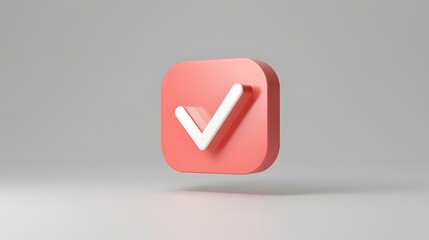 Like or correct symbol icon isolated white background, checkmark button, mobile app icon. 3d render illustration