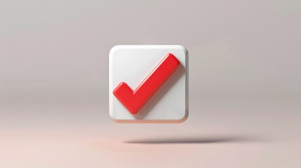 Like or correct symbol icon isolated white background, checkmark button, mobile app icon. 3d render illustration