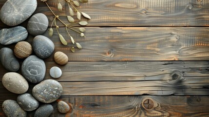 Sticker - Spa treatments with stones on wooden background