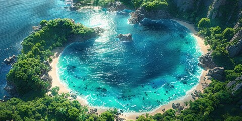 Wall Mural - Aerial View of a Secluded Tropical Beach