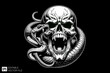 © Niken - Evil Skull head tied by snake vector illustration design templates
