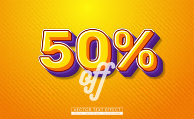 Wall Mural - Editable 3d vector text effect 50 percent off isolated