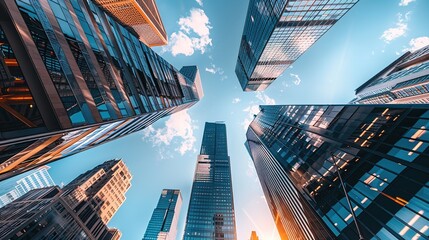 Strategic Financial Decisions in a Competitive Urban Landscape: Panoramic Cityscape with Skyscrapers