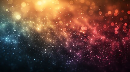 Abstract background with vibrant, colorful bokeh lights and glitter.