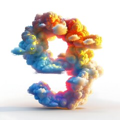 Wall Mural - Vibrant 3D Rendered Rainbow Clouds Forming the Number 9 Against a Glowing Backdrop