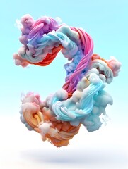 Wall Mural - Vibrant 3D Rendered Swirling Clouds Forming the Number 7 Against a Clear Azure Sky with a Graffiti-Inspired Abstract Background