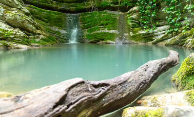 Sticker - Beautiful waterfall in the forest in the park