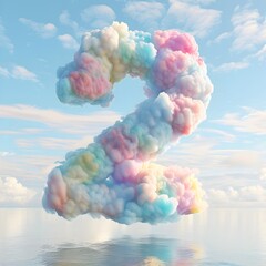 Wall Mural - Whimsical Floating Clouds Form Number 2 Over Serene Waters