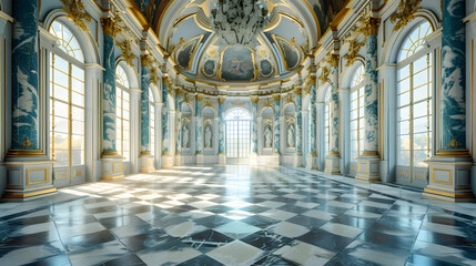 gold marble interior of the royal golden palace castle interior background