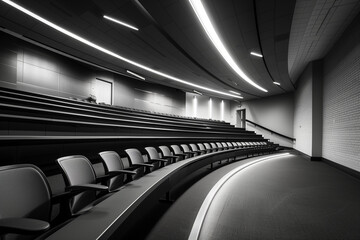 Wall Mural - Sophisticated Style in University Lecture Hall with Monochrome Design