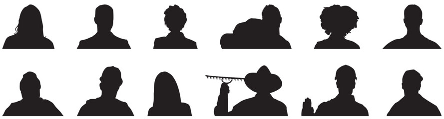 Wall Mural - People face silhouette set collection.