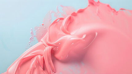 Leinwandbilder - Abstract pastel coral pink color paint with pastel blue background Fluid creative concept composition with copy space Minimal natural luxury : Generative AI