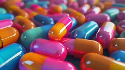 Wall Mural - Abstract illustration of colorful pills