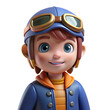 © Rudsaphon - 3D cartoon character of a young aviator with goggles and a blue jacket, smiling and ready for adventure.
