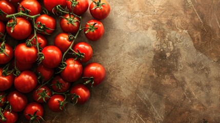 Canvas Print - Abundance of fresh garden tomatoes with space for text