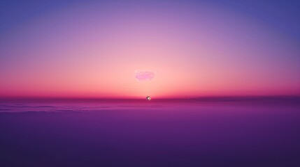 Canvas Print - A vibrant sunset casts a pink and purple glow over a foggy landscape