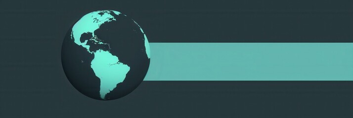 Leinwandbilder - A clean and modern illustration of a globe with continents outlined in teal. Perfect for travel agencies and global travel companies. Generative AI