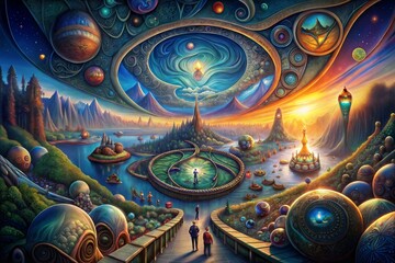 Wall Mural - the fantasy space and planets of the planet.3d rendering