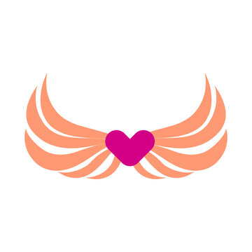 heart bird wing icon vector eps