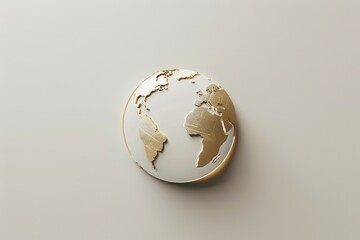 Leinwandbilder - A simple and elegant image featuring a gold globe with white continents. Perfect for travel agencies and global travel companies looking for a clean and modern aesthetic. Generative AI